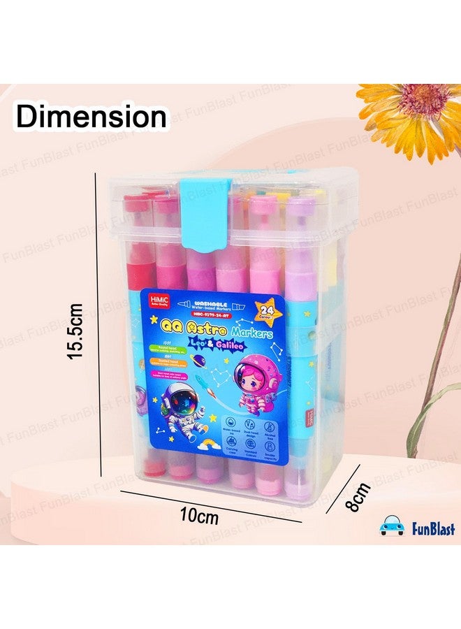 FunBlast Colour Marker - 24 Colors Art Markers Colour Sketch Pens Set for Kids, Artists Sketching Drawing Materials, Cute Art Supplies, Twin Tip Coloring Sketch Markers (Space) - Image 2