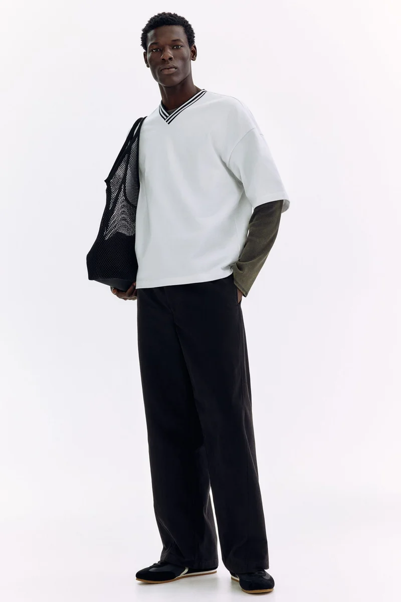 اتش اند ام بنطلون بقصّة مريحة بتفاصيل ملفوفة