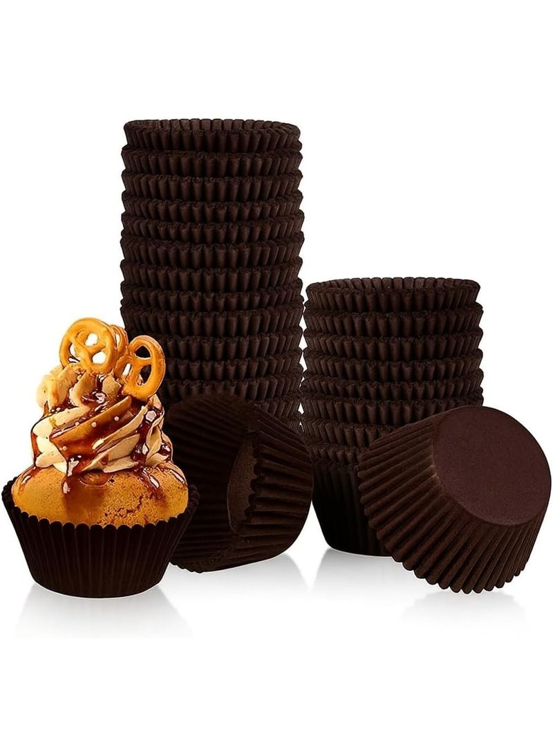 قوالب كب كيك ورقية للاستخدام مرة واحدة، مقاومة للدهون، عديمة الرائحة، مصنوعة من مواد آمنة غذائياً، غير لاصقة، لون بني داكن، 1000 قطعة (7 × 3 سم - كبير) - Image 1