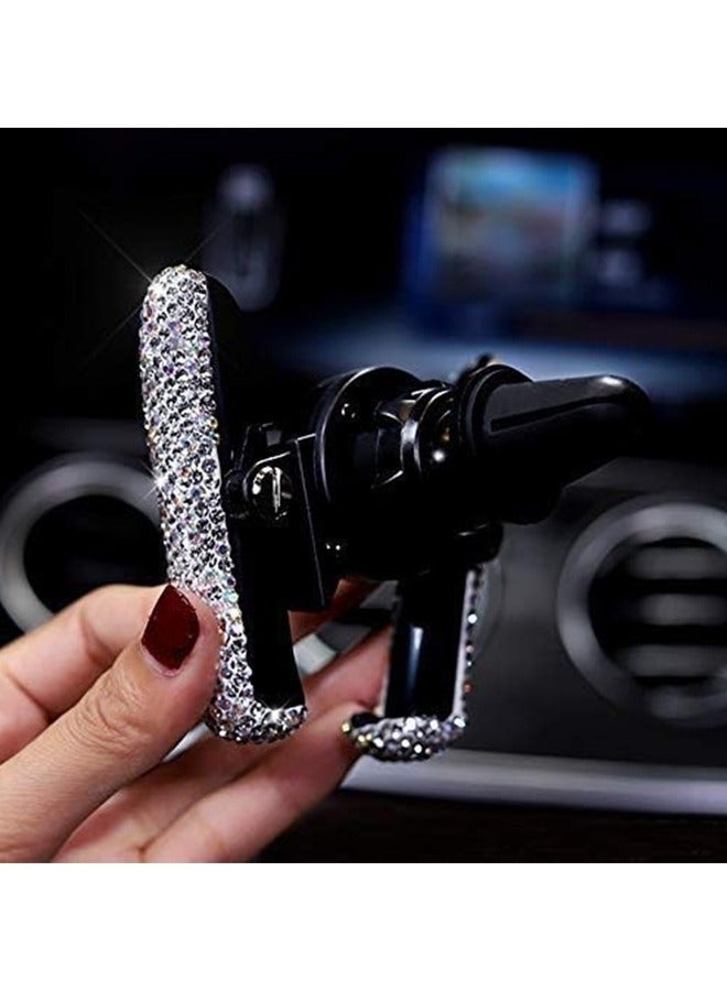 كيلا حامل هاتف للسيارة صغير الحجم، مثبت تلقائيًا على لوحة تهوية السيارة، حامل هاتف عالمي قابل للتعديل بزاوية 360 درجة، حامل كريستالي للسيارة، ملحقات السيارة للنساء والفتيات (أبيض) - Image 4