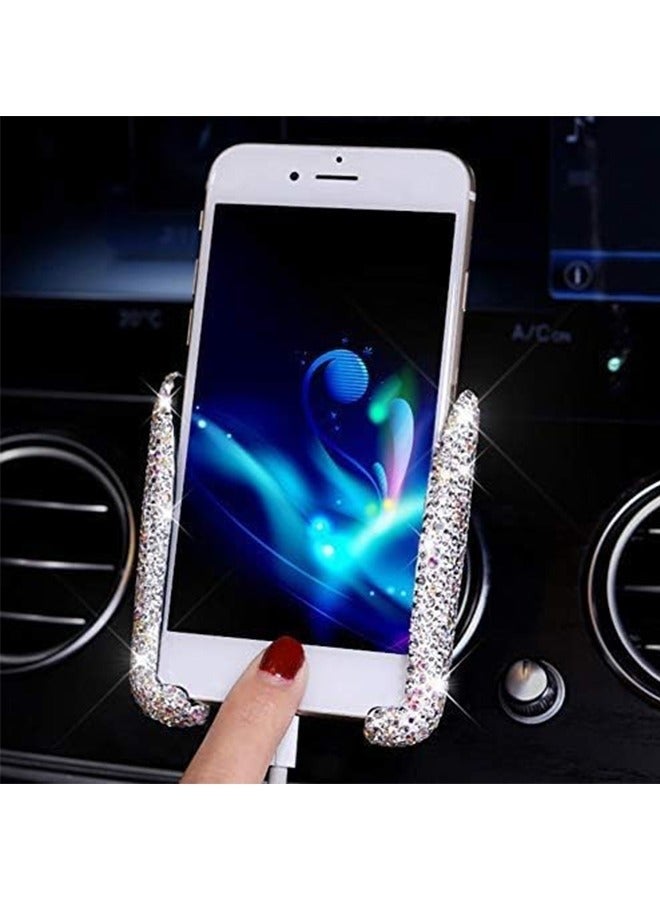 كيلا حامل هاتف للسيارة صغير الحجم، مثبت تلقائيًا على لوحة تهوية السيارة، حامل هاتف عالمي قابل للتعديل بزاوية 360 درجة، حامل كريستالي للسيارة، ملحقات السيارة للنساء والفتيات (أبيض) - Image 2