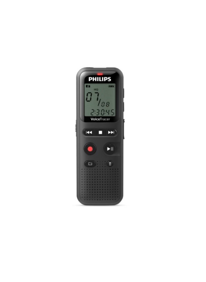 Philips Voice Tracer DVT1160 Digital Voice Recorder – 8GB Memory, Voice Activation, One-Touch Recording, Long Battery Life DVT1160 BLACK - Image 1