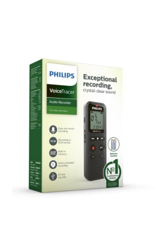 Philips Voice Tracer DVT1160 Digital Voice Recorder – 8GB Memory, Voice Activation, One-Touch Recording, Long Battery Life DVT1160 BLACK - Image 4