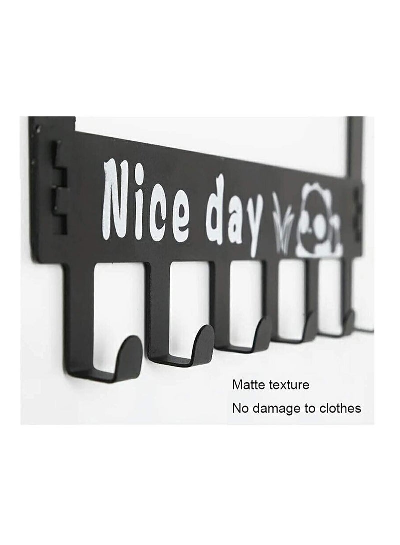 A metal candle attached to the door with 6 great hooks for home decor, hats, jackets, towels, bags, clothes and cruises, black  - Image 2