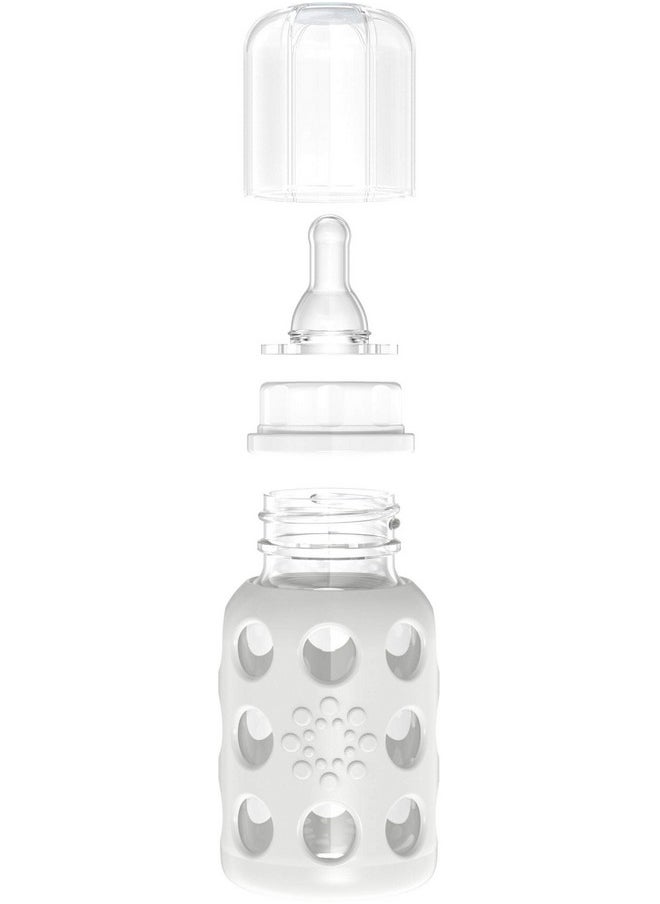 lifefactory 4Ounce Bpafree Glass Baby Bottle With Stage 1 Nipple And Protective Silicone Sleeve Stone Gray  - Image 4
