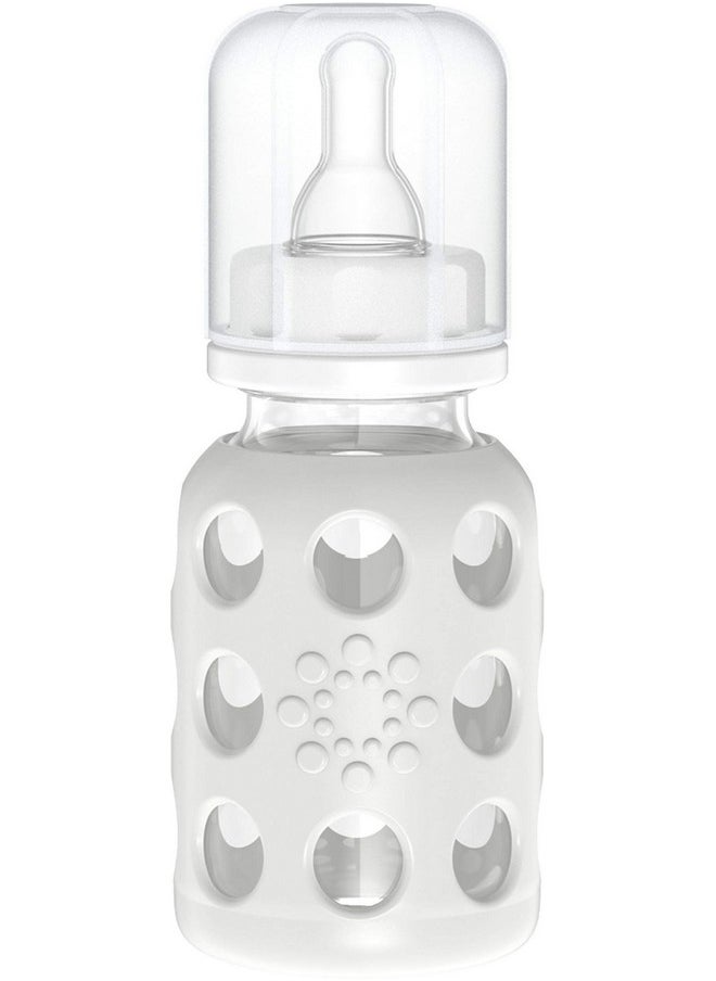 lifefactory 4Ounce Bpafree Glass Baby Bottle With Stage 1 Nipple And Protective Silicone Sleeve Stone Gray  - Image 1
