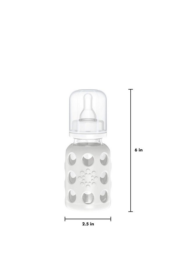 lifefactory 4Ounce Bpafree Glass Baby Bottle With Stage 1 Nipple And Protective Silicone Sleeve Stone Gray  - Image 5
