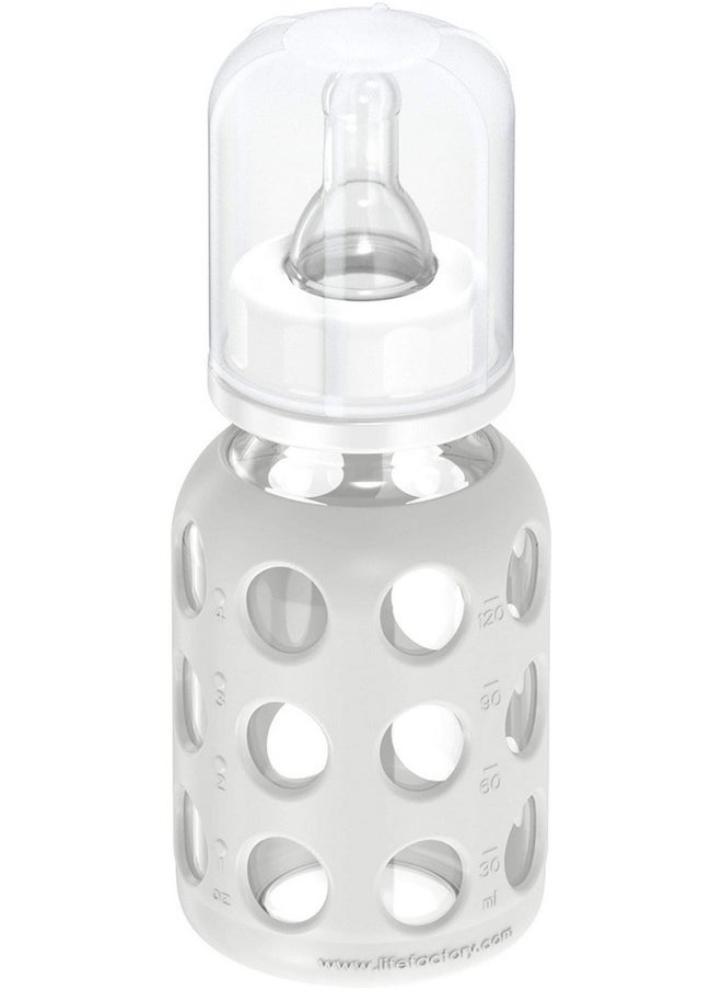 lifefactory 4Ounce Bpafree Glass Baby Bottle With Stage 1 Nipple And Protective Silicone Sleeve Stone Gray  - Image 3