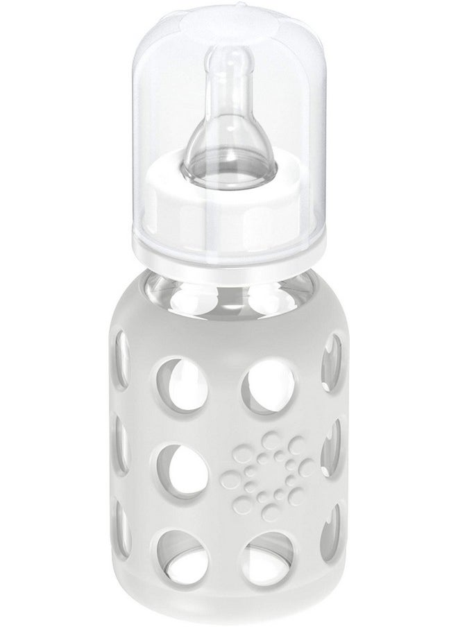 lifefactory 4Ounce Bpafree Glass Baby Bottle With Stage 1 Nipple And Protective Silicone Sleeve Stone Gray  - Image 2