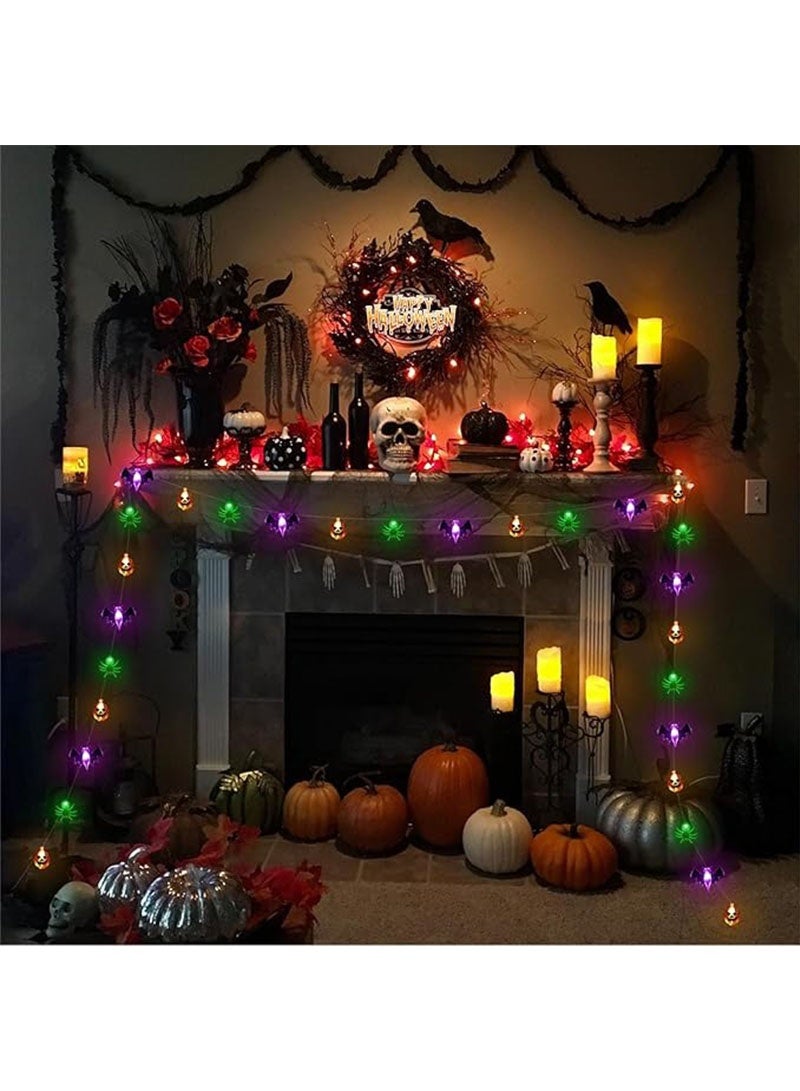 Yoawllty Halloween Decoration Lights, Battery Powered Halloween Decorations Bat Spider Pumpkin Lights, Halloween Indoor Party Decor - Image 4
