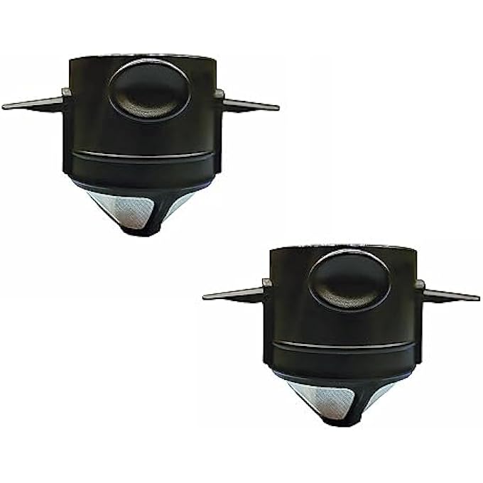 rayihni 2Pcs Portable Foldable Coffee Filter Stainless Steel Easy Clean Reusable Coffee Funnel Paperless Pour Over Holder Coffee Dripper Black - Image 1
