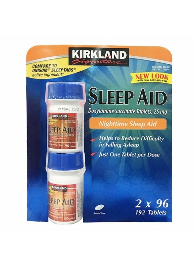 Kirkland - Sleep Aid Doxylamine Succinate 25 Mg 2 Pack 192 Tablets - Image 1