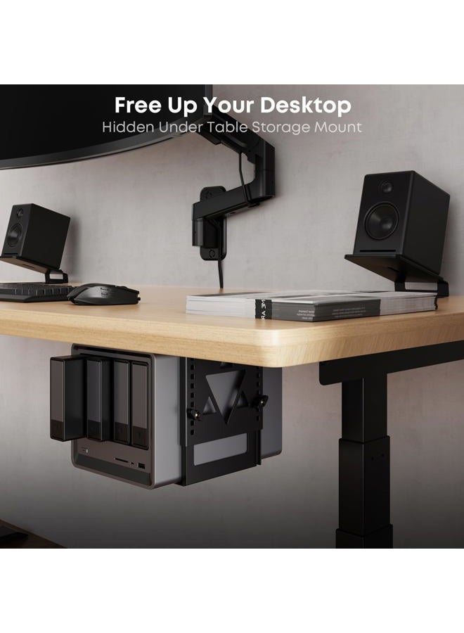 PUTORSEN Under Desk Mini PC Mount NAS Mount Bracket Holder, Height and Width Adjustable CPU Holder for Mac mini Desktop Computer, Mini PC, Small Form Factor Desktop Tower - Image 2