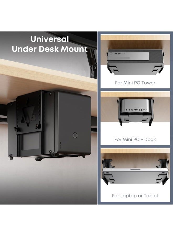 PUTORSEN Under Desk Mini PC Mount NAS Mount Bracket Holder, Height and Width Adjustable CPU Holder for Mac mini Desktop Computer, Mini PC, Small Form Factor Desktop Tower - Image 4