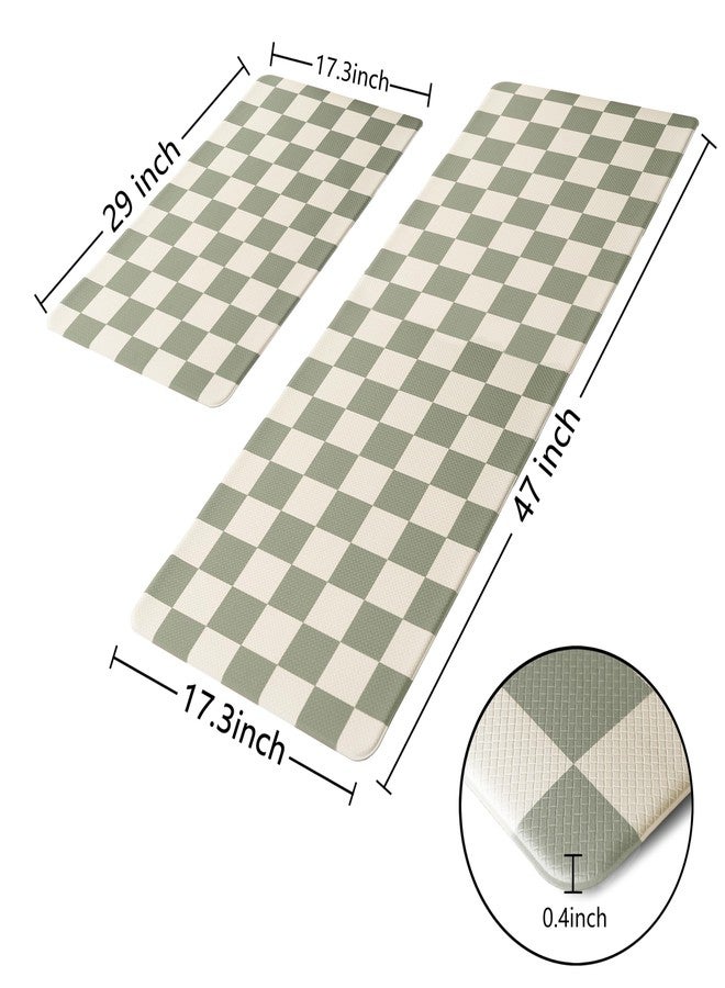 VivaNest Beige Sage Checkered Grid Checkerboard Kitchen Rug Sets [2 PCs], Anti-Fatigue, Waterproof Non-Slip Kitchen Mats Heavy Duty Comfort Foam Rug for Kitchen, Floor, Home, Laundry,17"x29"+17"x47" - Image 4