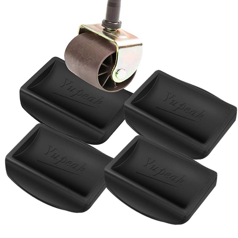 Yupeak Bed Stopper  Furniture Stopper  Caster Cups fits to All Wheels of Furniture Sofas Beds Chairs  Furniture Cups Made up of Solid Silicone and Prevents Scratches 4 PackBlack