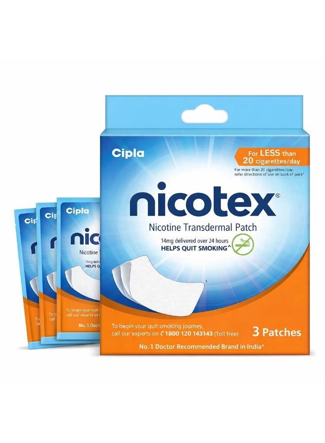 سيبلا لصقة نيكوتكس من سيبلا، نيكوتين عبر الجلد، 14 ملغ | تساعد على الإقلاع عن التدخين | علاج معتمد من منظمة الصحة العالمية | لصقة واحدة (عبوة من 3 لصقات) - Image 1