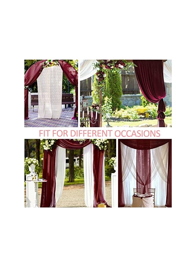 The Bros Wedding Arch Draping Fabric, 1 Panel 29.5" x 19Ft White Wedding Arch Drapes Sheer Backdrop Curtain for Wedding Ceremony Party Ceiling Decor (Burgundy) - Image 3