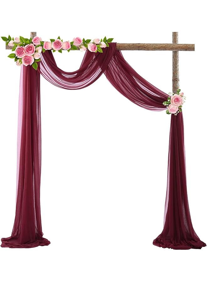The Bros Wedding Arch Draping Fabric, 1 Panel 29.5" x 19Ft White Wedding Arch Drapes Sheer Backdrop Curtain for Wedding Ceremony Party Ceiling Decor (Burgundy) - Image 1
