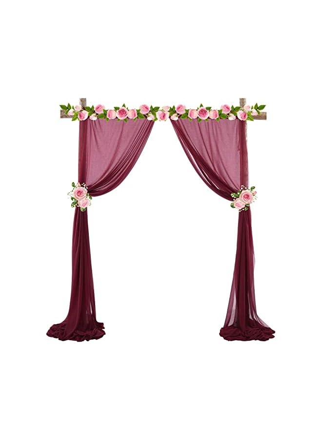 The Bros Wedding Arch Draping Fabric, 1 Panel 29.5" x 19Ft White Wedding Arch Drapes Sheer Backdrop Curtain for Wedding Ceremony Party Ceiling Decor (Burgundy) - Image 4
