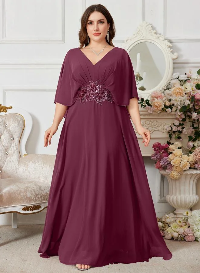 Unithorse Plus Size Magenta Sequin Embellishment A-Line Maxi Dress