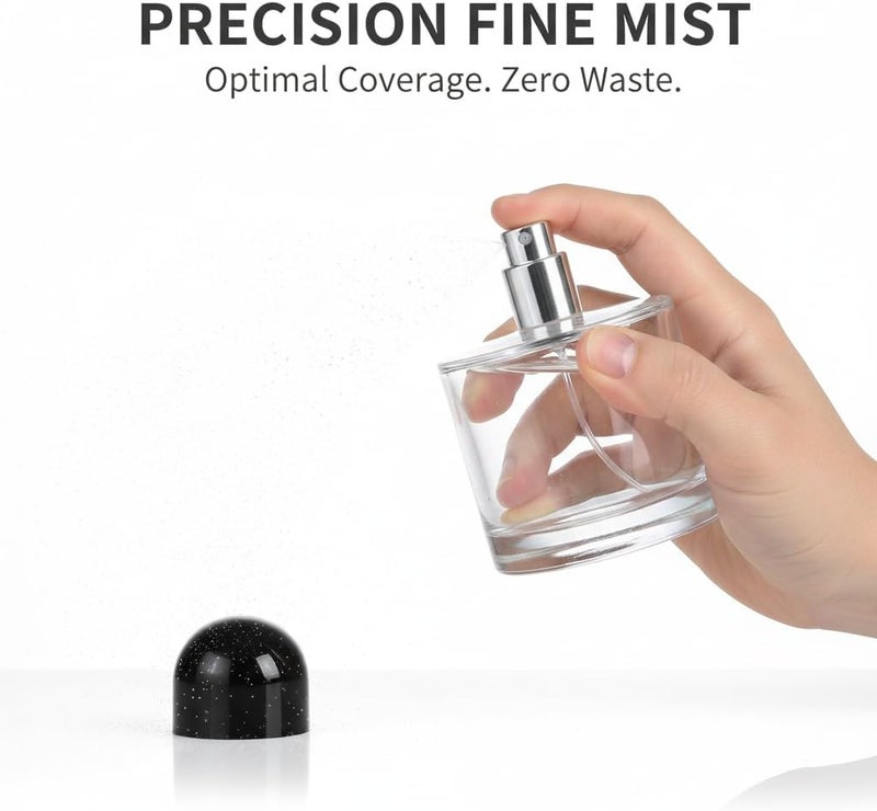 كاست ويف رذاذ عطر كولونيا كبير، زجاجة بخاخ مستحضرات تجميل قابلة لإعادة التعبئة، زجاجات بخاخ زجاجية فارغة، حاوية عطر زيتية شفافة، رذاذ سفر لأدوات حفلات السفر والمكياج، بخاخ فضي برذا�� ناعم (100 مل) - Image 5