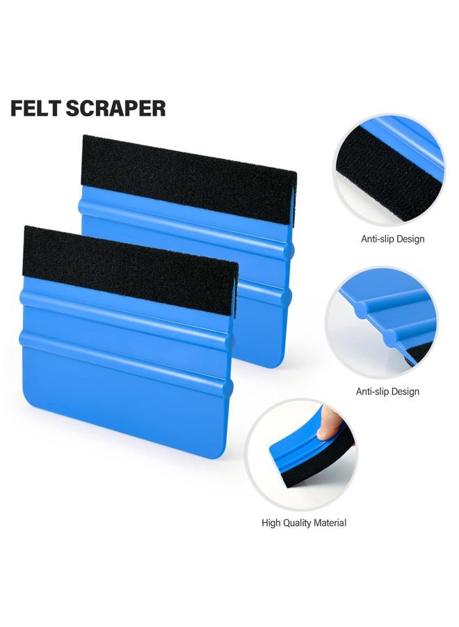 Gomake Vehicle Vinyl Wrap Window Tint Film Tool Kit Include 4 Inch Felt Squeegee, Retractable 9mm Utility Knife and Blades, Zippy Vinyl Cutter and Mini Go Corner Squeegee for Car Wrapping - Image 2