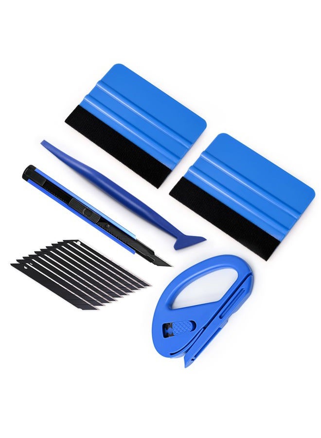 Gomake Vehicle Vinyl Wrap Window Tint Film Tool Kit Include 4 Inch Felt Squeegee, Retractable 9mm Utility Knife and Blades, Zippy Vinyl Cutter and Mini Go Corner Squeegee for Car Wrapping - Image 1
