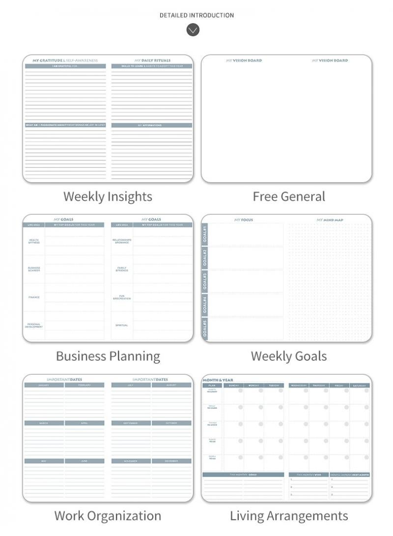 إسكدنيا خطة خطة خطة خطة الأسبوع A5 دفتر الملاحظات ، بما في ذلك 6 ملصقات الخطة - Image 5