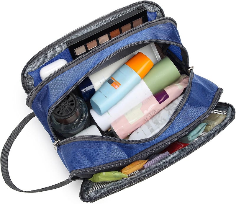 Yeiotsy Travel Toiletry Bag for Men - Ultra-thin Dopp Kit with Mesh Pockets, Compact Shaving Organizer for Gym/Camping/Hiking, Sapphire, Small, Solid Toiletry Bag - Image 2