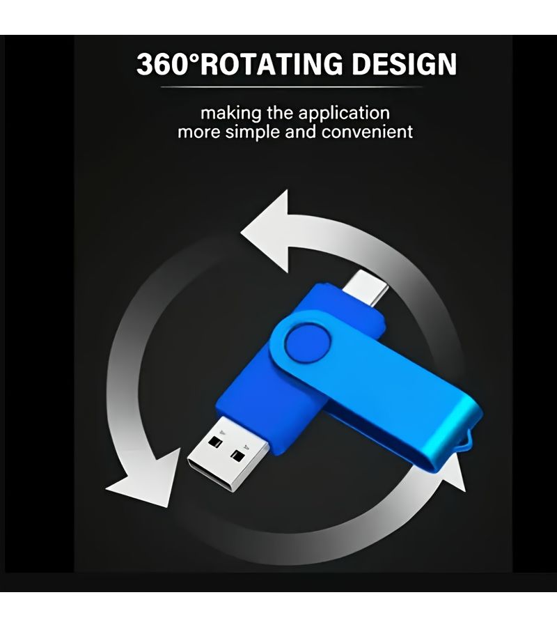 محرك أقراص فلاش USB 2.0 من النوع C بتقنية OTG 2 في 1 سعة 116 جيجابايت أسود عالي السرعة - Image 3