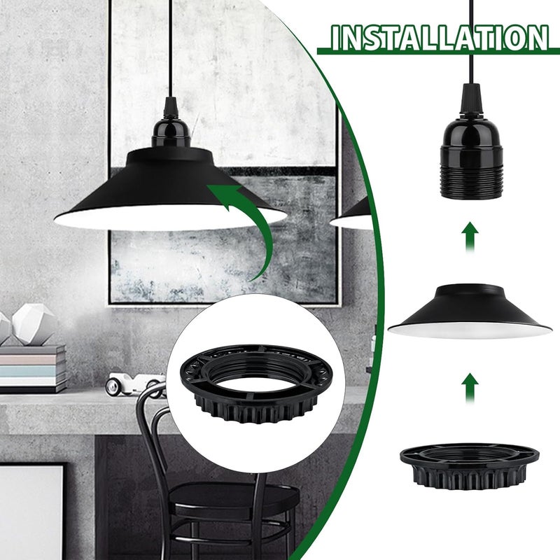 EMNOOTI Light Socket Shade Ring,Lamp Shade Collar Rings,Retaining Rings for Light Fixtures Like Hanging Lights,Pendant Lights, Screw Rings for Threaded Medium-Base Sockets - Image 3