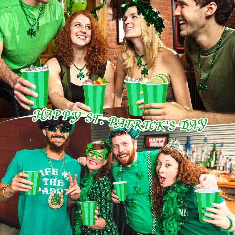 Dualshine 100 Pack Green Plastic Cups 16 oz Disposable Cups for Party Heavy Duty Drinking Cups Shot Cups for St.Patricks Day Wedding Birthday Beer Taste Serving Snack Sample Tastings Barbecues Picnic - Image 3