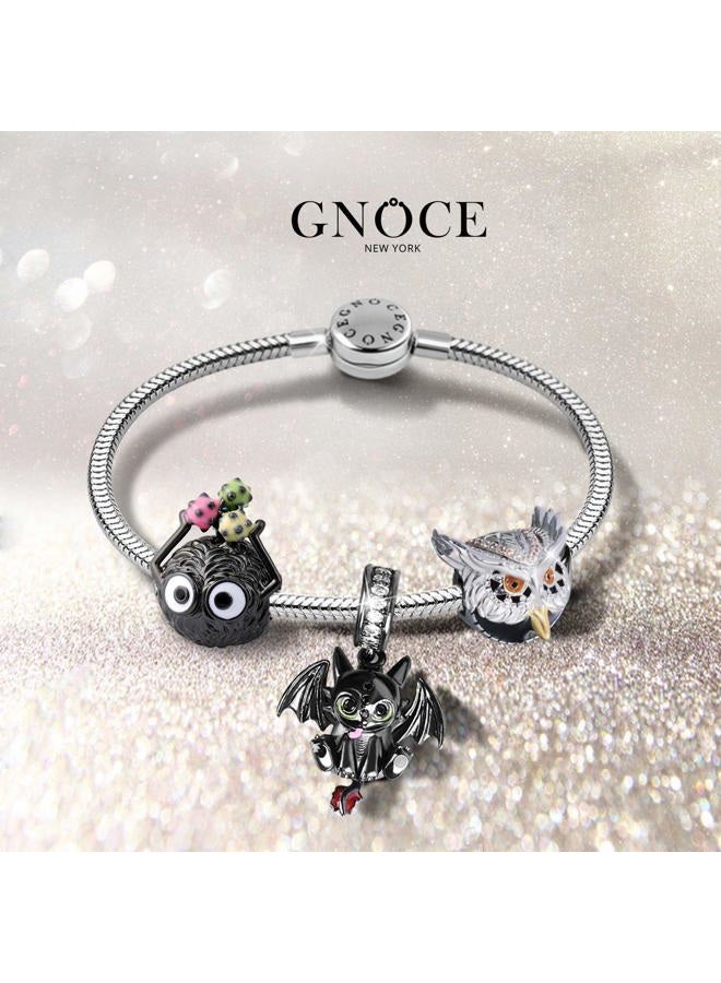 GNOCE Owl Charm Bead Sterling Silver Animal Charm inlaid with Stones Fit Bracelet/Necklace for Women Girls Wife Daughter - Image 5