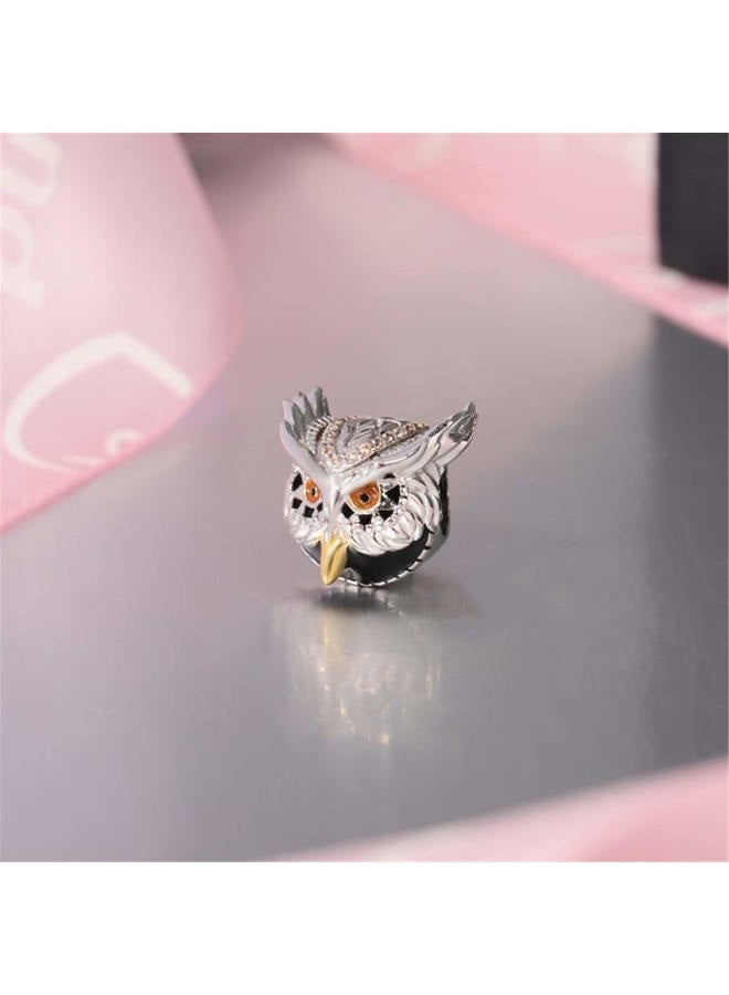 GNOCE Owl Charm Bead Sterling Silver Animal Charm inlaid with Stones Fit Bracelet/Necklace for Women Girls Wife Daughter - Image 2