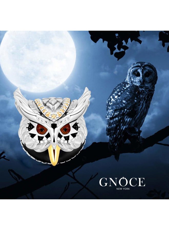 GNOCE Owl Charm Bead Sterling Silver Animal Charm inlaid with Stones Fit Bracelet/Necklace for Women Girls Wife Daughter - Image 3