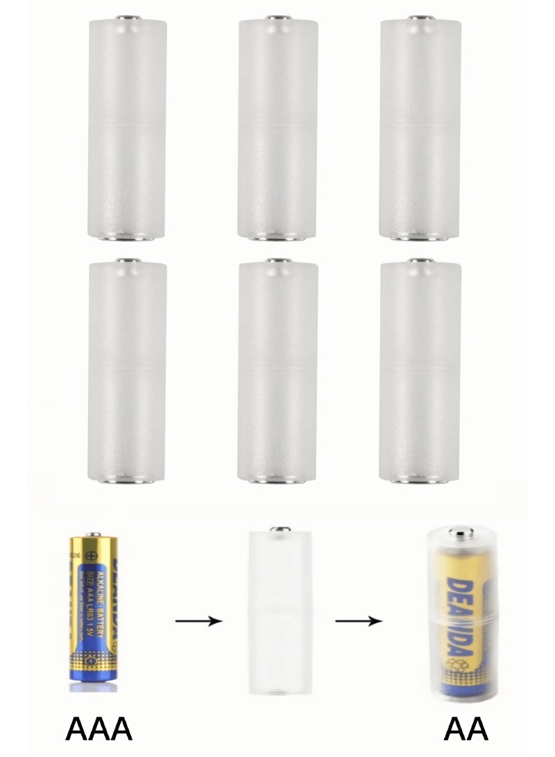 TrustMate AAA to AA Battery Converter Adapter – Transparent Waterproof Holder with Metal Contacts, Home Use Battery Shell for Remote Controls, Flashlights, Toys, 6-Pack - Image 1