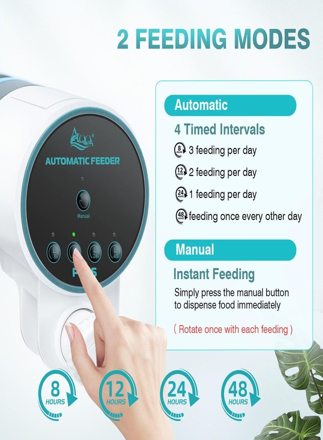 AQQA Automatic Fish Feeder for Aquarium - Auto Fish Food Dispenser with 8/12/24/48H Timer, 230ml Large Capacity Vacation Tank Feeder for Turtle Betta Goldfish, Feeding Port Automatic Alignment - Image 3