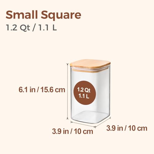 ComSaf 12 Qt Glass Storage Containers with Lids Glass Jars with Lids Clear Food Storage Jar Square Canister Set of 9 Pantry Organizers and Storage for Cookie Flour Oat Pasta Tea Coffee Bean - Image 3
