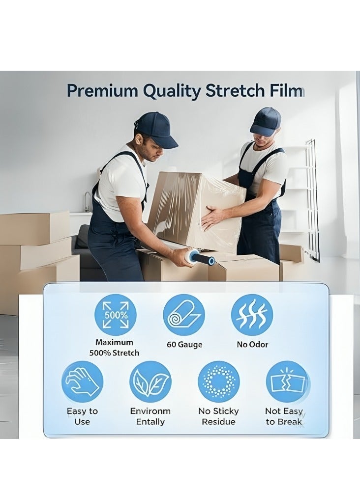 CRYSTAL Cling Film Clear 45cm x 300m with Cutter - 2Kg Roll, 11 Microns Thickness, Pack of 6 - Image 2