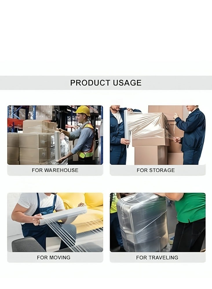 CRYSTAL Cling Film Clear 45cm x 300m with Cutter - 2Kg Roll, 11 Microns Thickness, Pack of 6 - Image 3