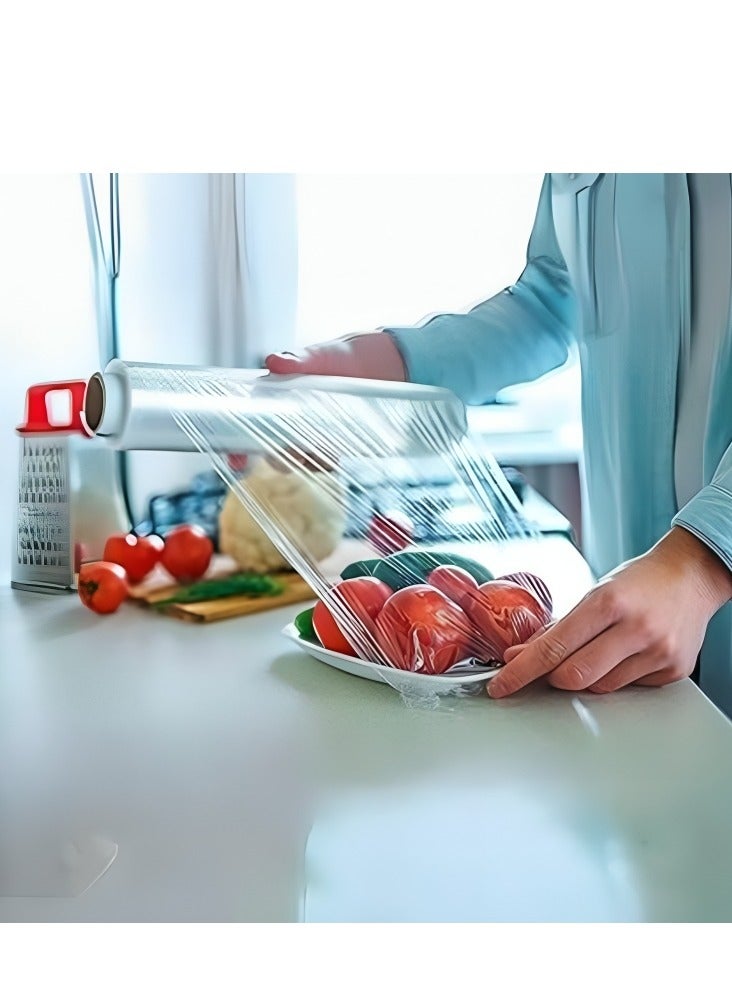 CRYSTAL Cling Film Clear 45cm x 300m with Cutter - 2Kg Roll, 11 Microns Thickness, Pack of 6 - Image 4