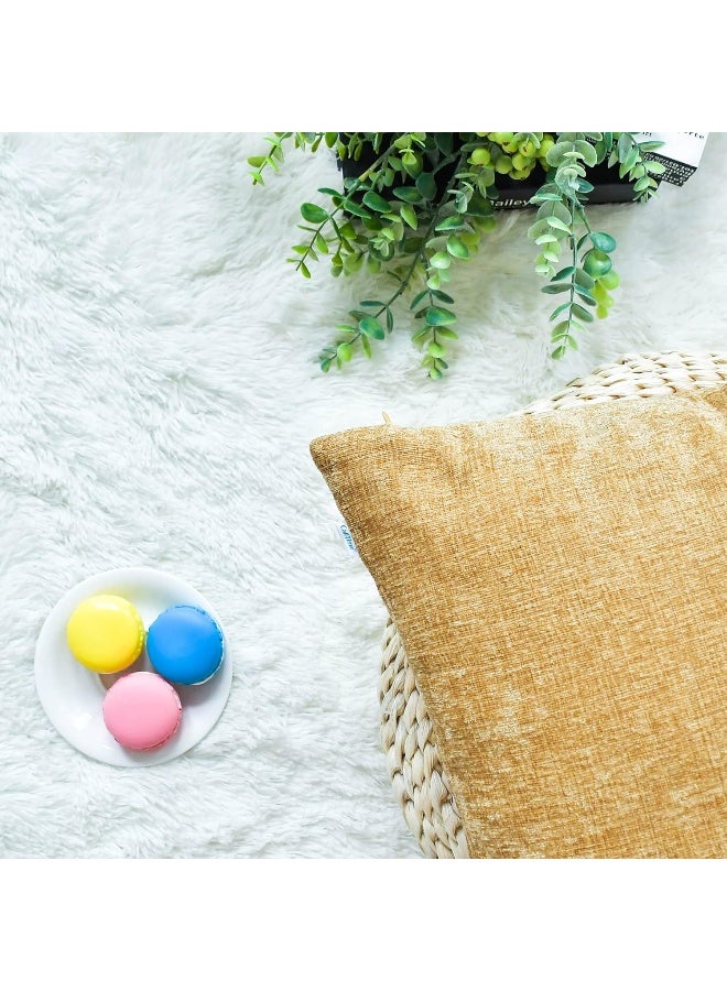 CaliTime CaliTime Throw Pillow Covers Decorative 22 X 22 Inches Pack of 2 Cozy Chenille Cushion Cases for Couch Sofa Bed Living Room Home Gold  - Image 5