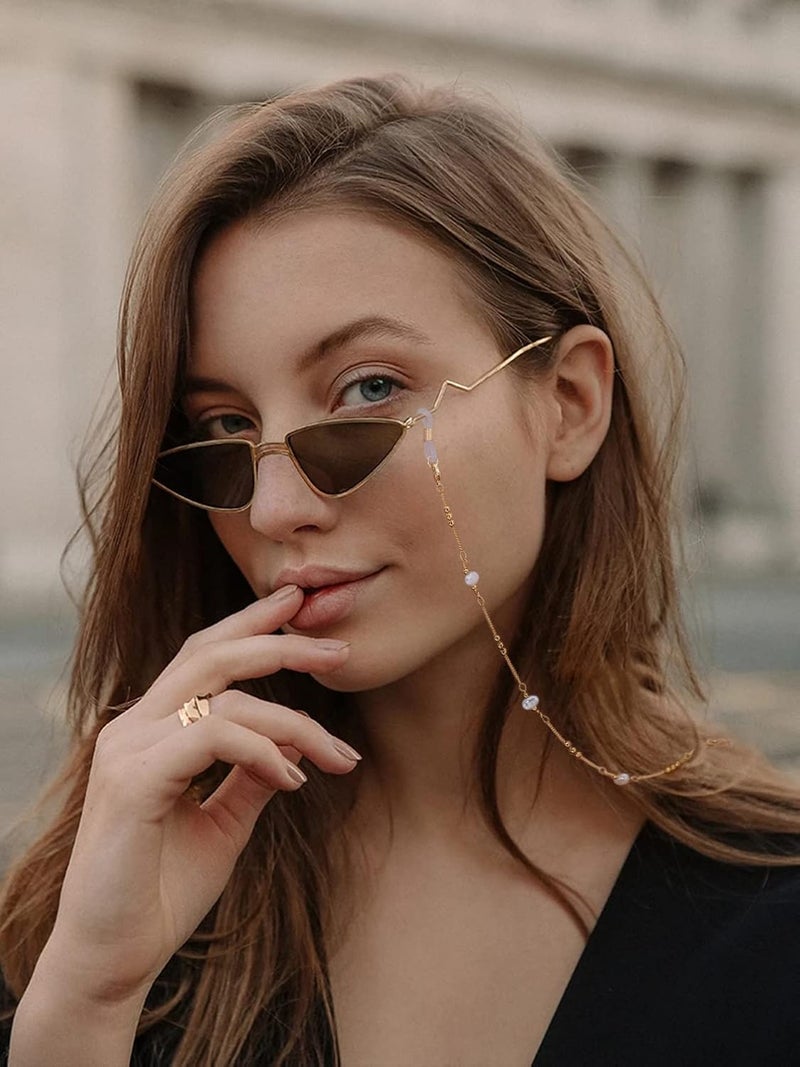 PEARLADA 18K Gold Eyeglass Chain Sunglasses Strap Holder Reading Glasses Retainer Gold Beaded Chain String Cord Lanyard - Image 2