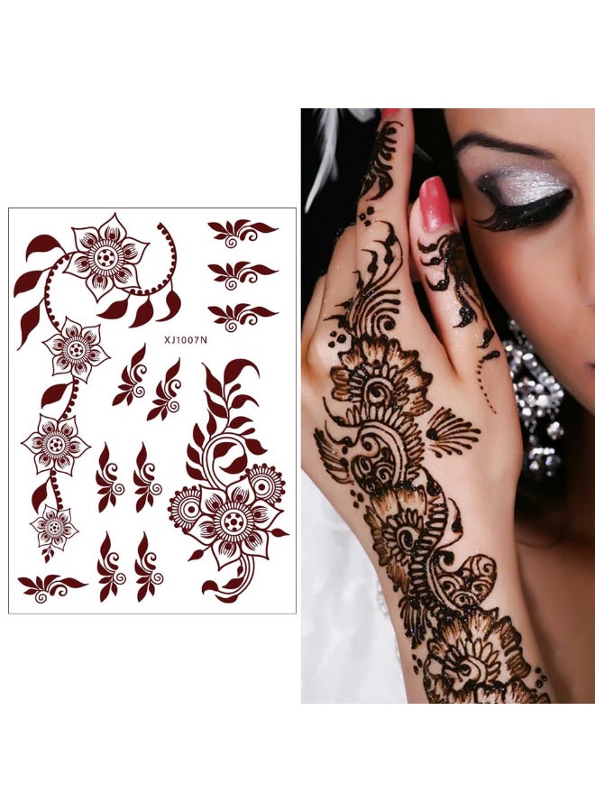 Xmasir 12 Sheets Henna Temporary Tattoo Kit Waterproof Brown Tattoo Stickers for Girls Women Wedding Party Body Art Stickers Brown2 - Image 4