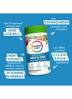 Rainbow Light Rainbow Light Mens One Multivitamin, Men's Daily Multivitamin Provides High-Potency Immune Support, With Vitamin C, Vitamin D and Zinc, Vegetarian, 90 Count  - Image 3