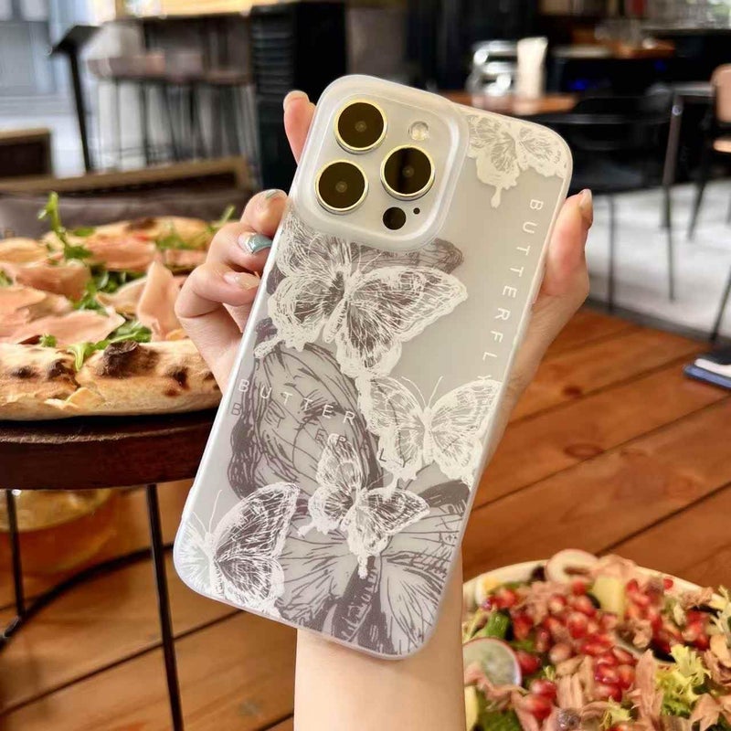PANDACAMEL Transparent Butterfly Ink Drawing Phone Case for iPhone 16 Pro Max – Elegant & Feminine Design, Perfect for Women, Girls, and Teenagers - Image 2