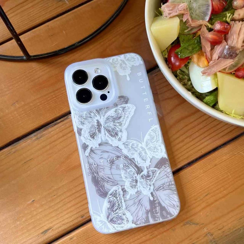 PANDACAMEL Transparent Butterfly Ink Drawing Phone Case for iPhone 16 Pro Max – Elegant & Feminine Design, Perfect for Women, Girls, and Teenagers - Image 1