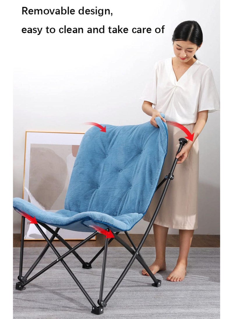 كرسي فراشة قابل للطي ومريح لغرفة المعيشة، كرسي فراشة بإطار معدني، كرسي قابل للطي لغرفة النوم أو السكن الجامعي، كرسي على شكل صحن للبالغين - Image 3