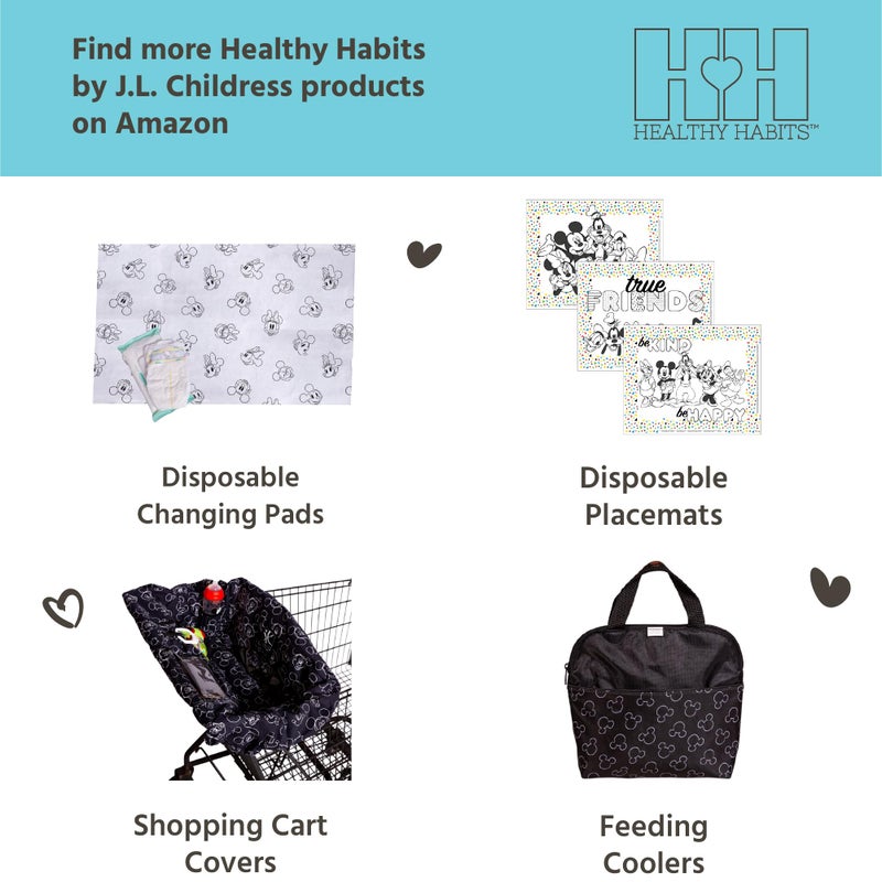 J.L. Childress Disney Baby Disposable Restaurant High Chair Covers - Baby Travel Accessory for Kids & Toddlers, Individually Wrapped, Covers All Surfaces - 12 Count, Mickey & Minnie - Image 5